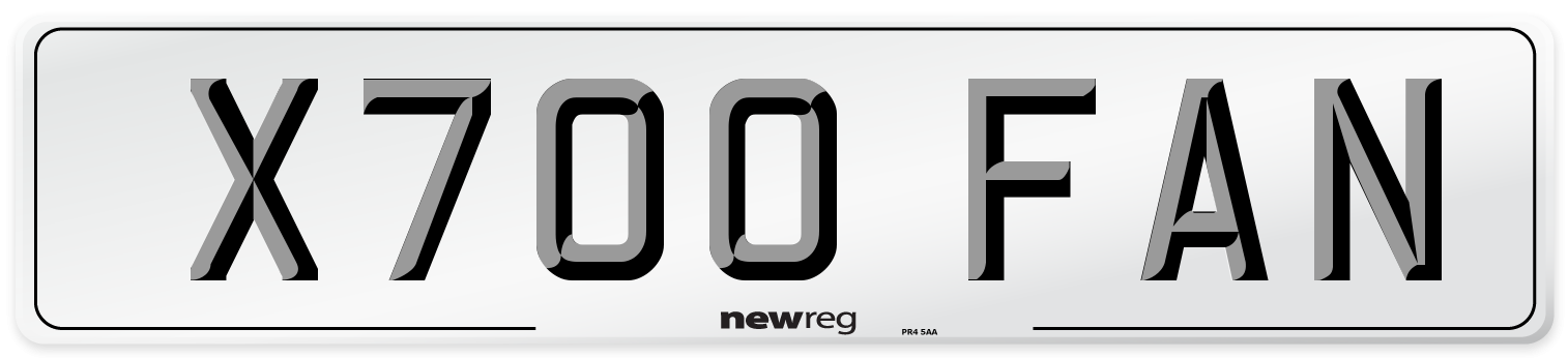 X700 FAN Number Plate from New Reg